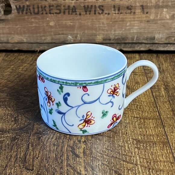 Coventry Portuguese Tile Cup Fine Porcelain White Floral - Picture 1 of 7